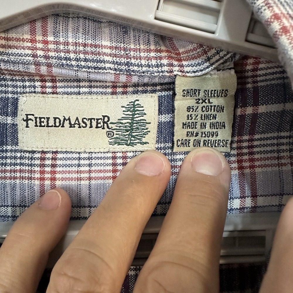 FieldMaster Button Up Short Sleeve Shirt 2XL Linen/Cotton Blend - Picture 3 of 7